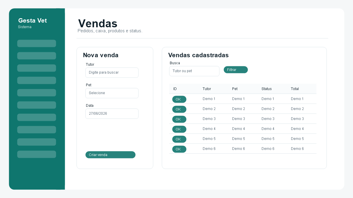 Modulo de vendas veterinarias